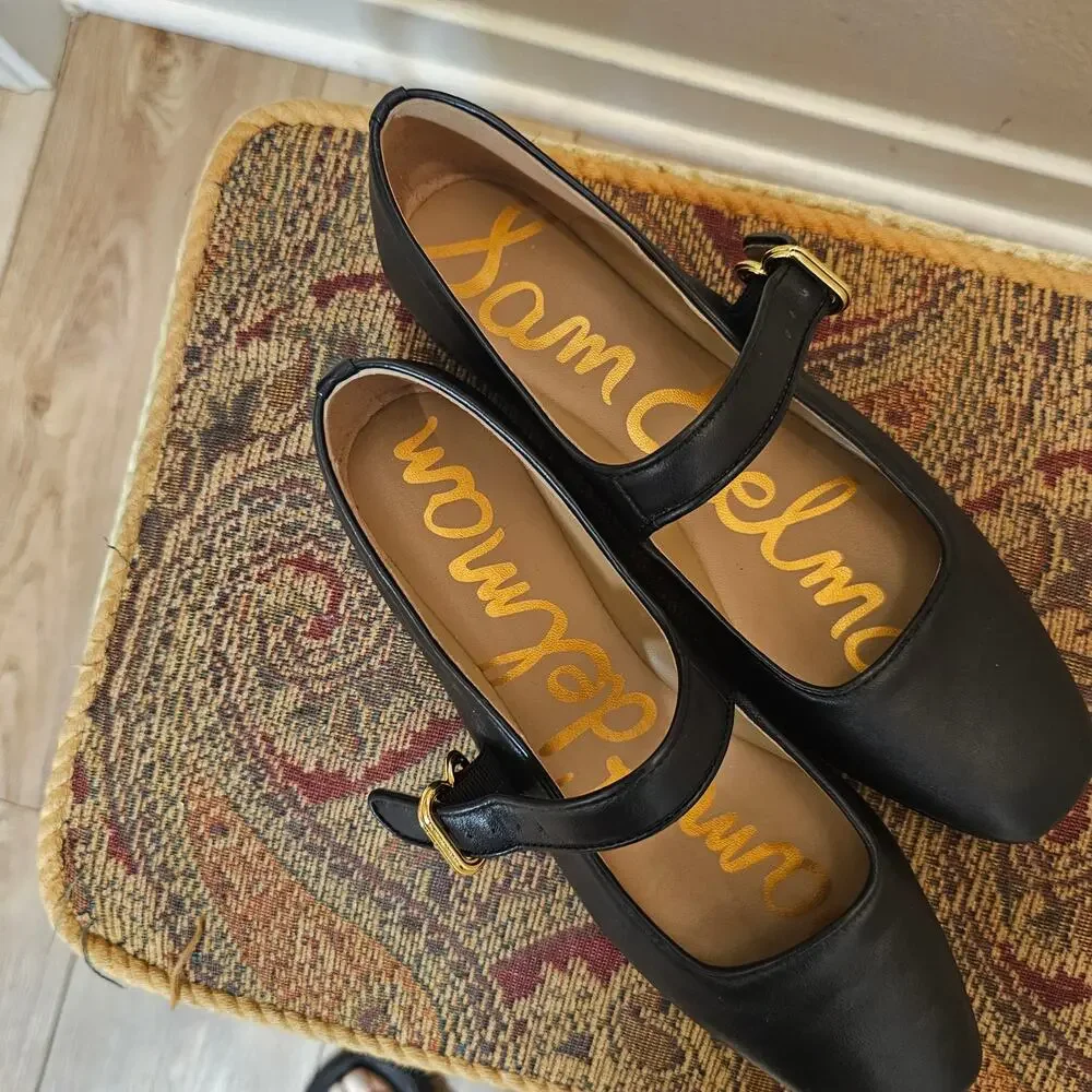 Sam Edelman Women's Michaela Black Leather Mary Jane Flats Size 7.5 - Picture 5 of 8